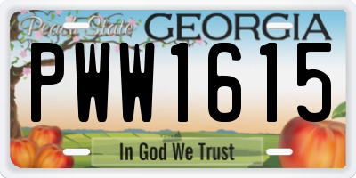 GA license plate PWW1615