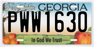 GA license plate PWW1630