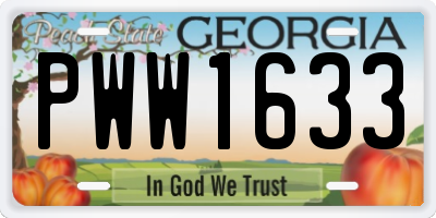 GA license plate PWW1633