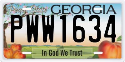 GA license plate PWW1634