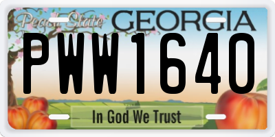 GA license plate PWW1640
