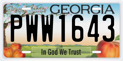 GA license plate PWW1643