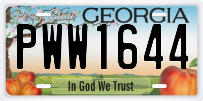 GA license plate PWW1644