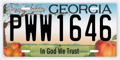 GA license plate PWW1646