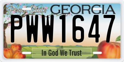 GA license plate PWW1647