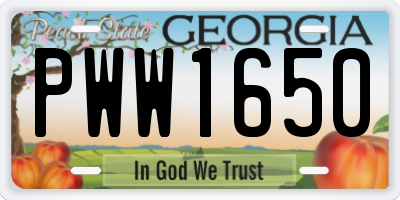 GA license plate PWW1650