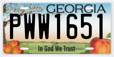 GA license plate PWW1651