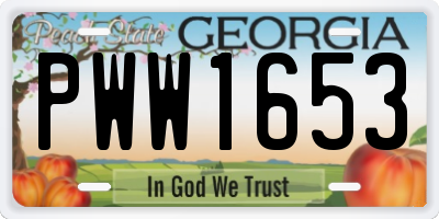 GA license plate PWW1653