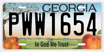 GA license plate PWW1654