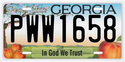 GA license plate PWW1658