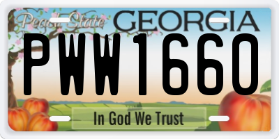 GA license plate PWW1660