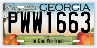GA license plate PWW1663