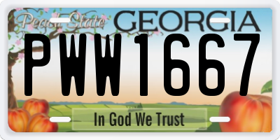GA license plate PWW1667