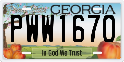 GA license plate PWW1670