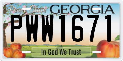 GA license plate PWW1671