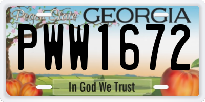 GA license plate PWW1672