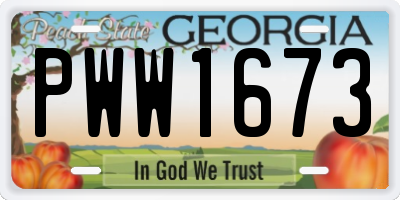 GA license plate PWW1673