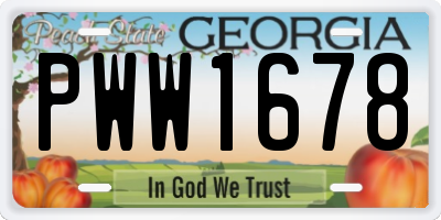 GA license plate PWW1678