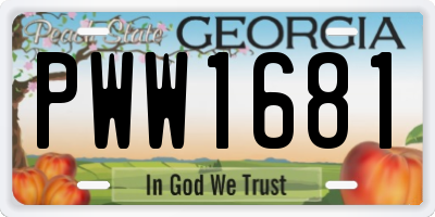 GA license plate PWW1681