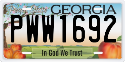 GA license plate PWW1692