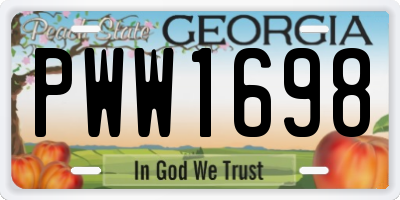 GA license plate PWW1698