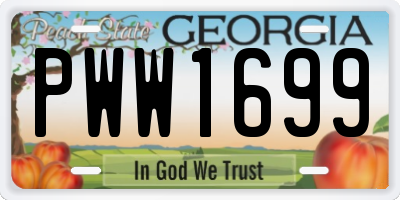 GA license plate PWW1699