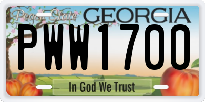 GA license plate PWW1700