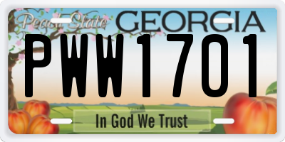 GA license plate PWW1701