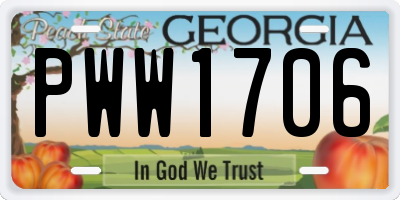 GA license plate PWW1706