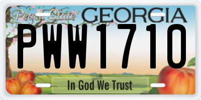 GA license plate PWW1710