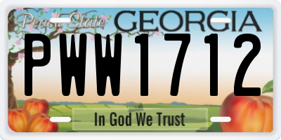 GA license plate PWW1712