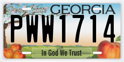 GA license plate PWW1714