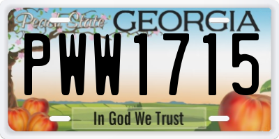 GA license plate PWW1715