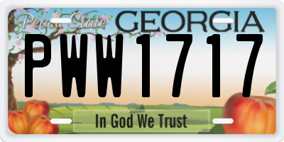 GA license plate PWW1717