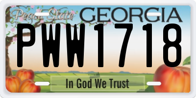 GA license plate PWW1718