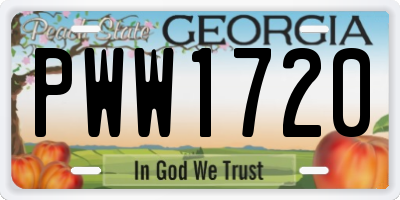 GA license plate PWW1720