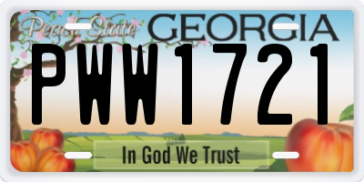 GA license plate PWW1721