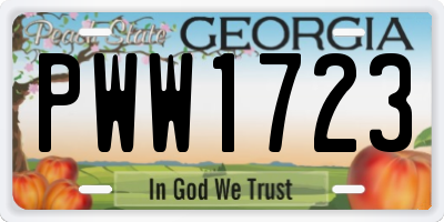 GA license plate PWW1723