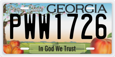 GA license plate PWW1726