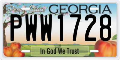 GA license plate PWW1728