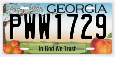 GA license plate PWW1729
