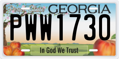 GA license plate PWW1730