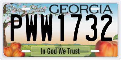 GA license plate PWW1732