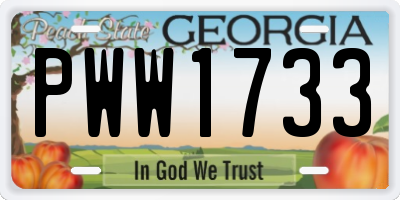 GA license plate PWW1733