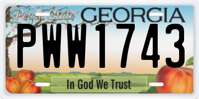 GA license plate PWW1743