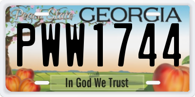 GA license plate PWW1744