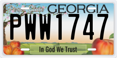 GA license plate PWW1747