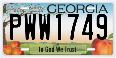 GA license plate PWW1749