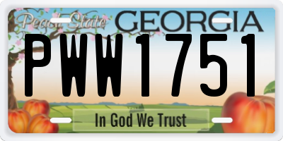 GA license plate PWW1751