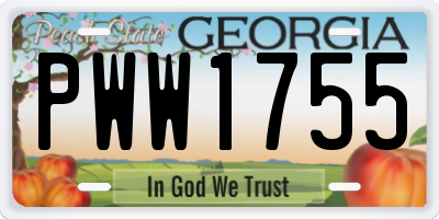 GA license plate PWW1755